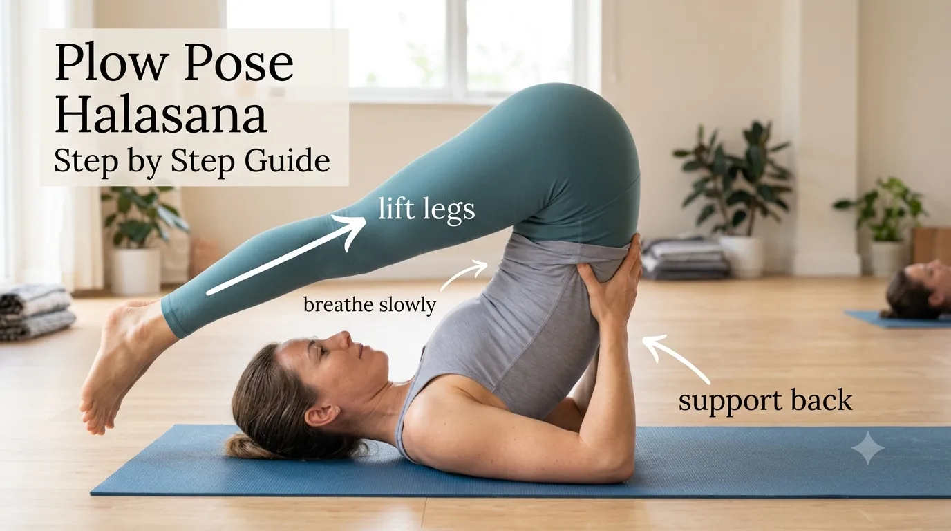 Plow Pose Halasana Step by Step Guide: 8 Safe Tips