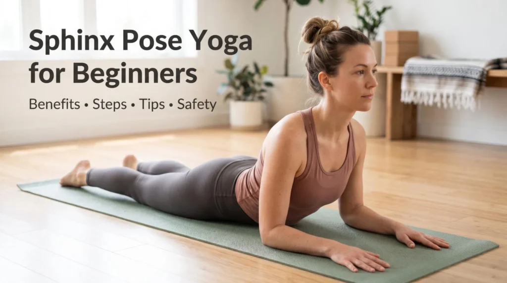 Sphinx Pose Yoga for Beginners: 7 Benefits, Steps, Tips & Safety