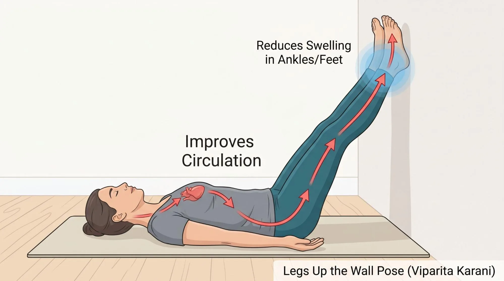 Legs Up the Wall Pose benefits for relaxation and blood flow