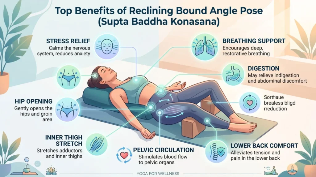 7 Powerful Reclining Bound Angle Pose Benefits Yoga Guide