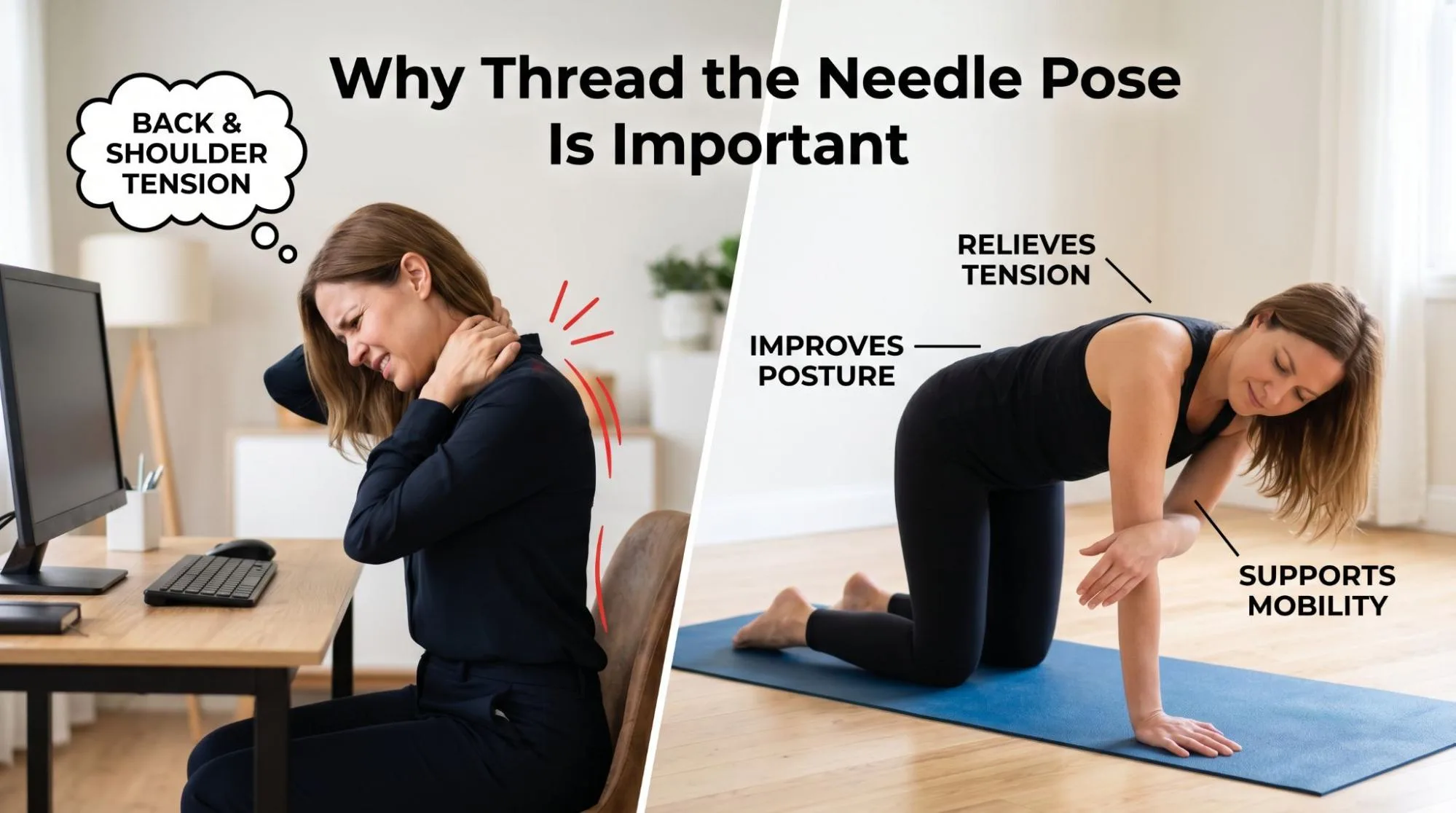 7 Powerful Thread the Needle Pose Yoga Benefits