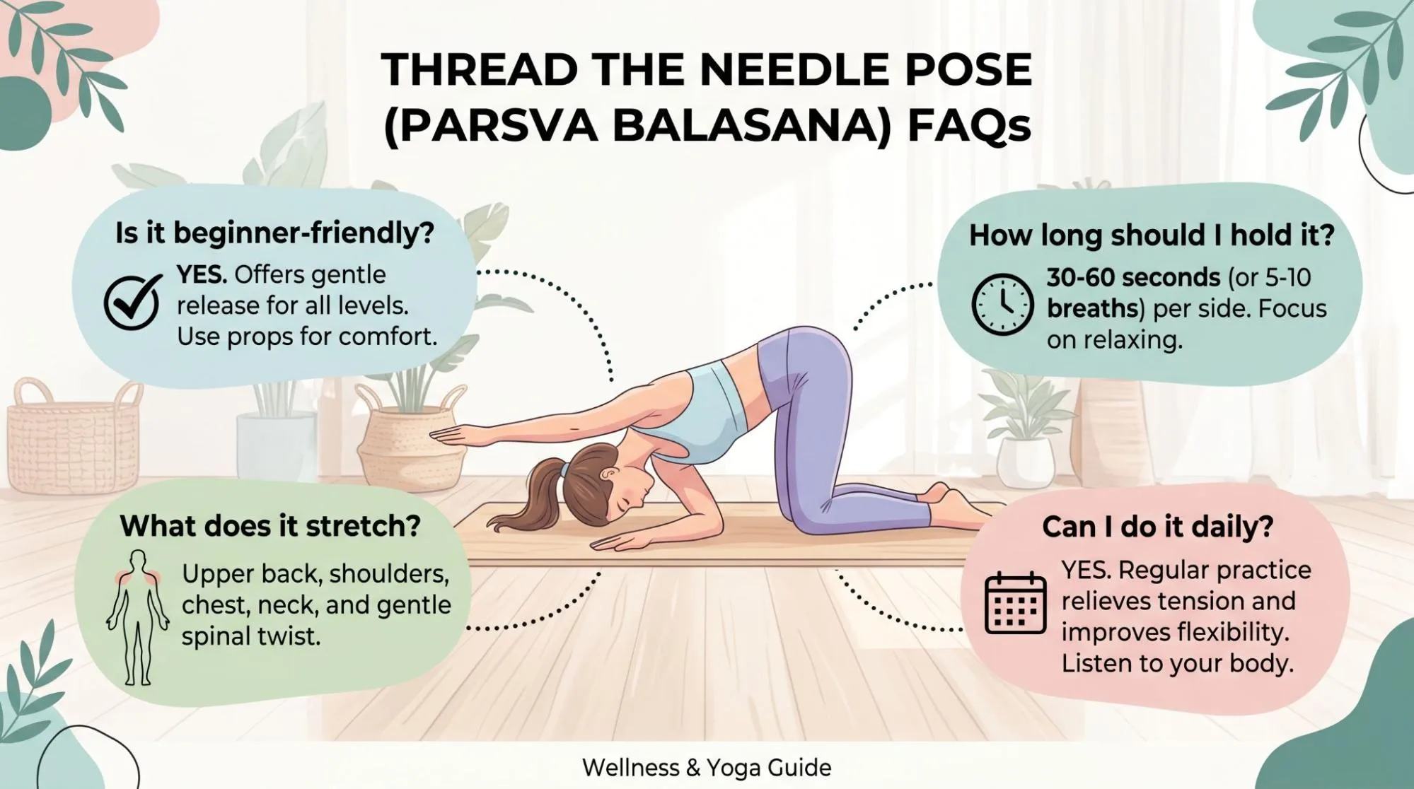 7 Powerful Thread the Needle Pose Yoga Benefits