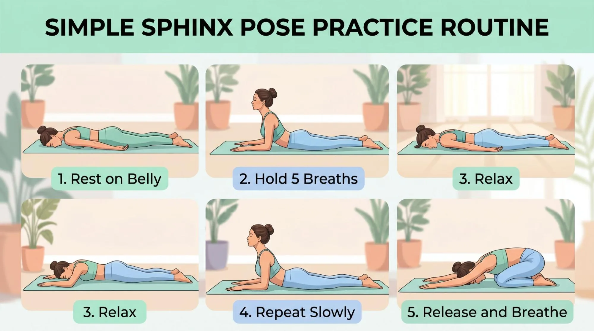 Sphinx Pose Yoga for Beginners: 7 Benefits, Steps, Tips & Safety