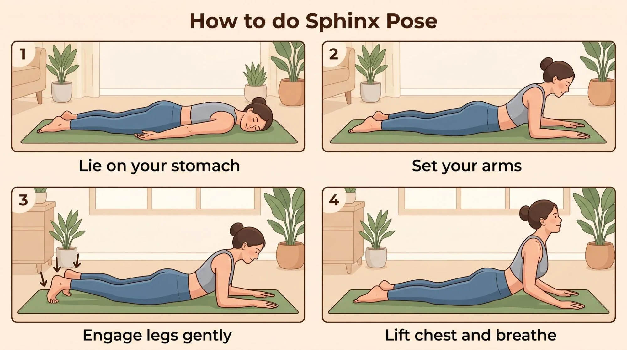 Sphinx Pose Yoga for Beginners: 7 Benefits, Steps, Tips & Safety