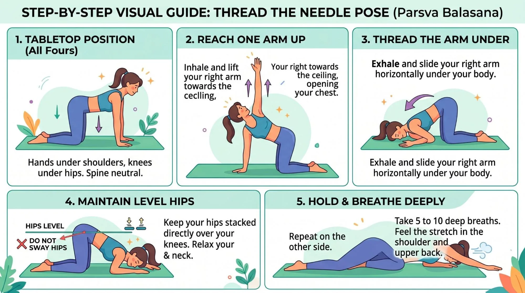 7 Powerful Thread the Needle Pose Yoga Benefits
