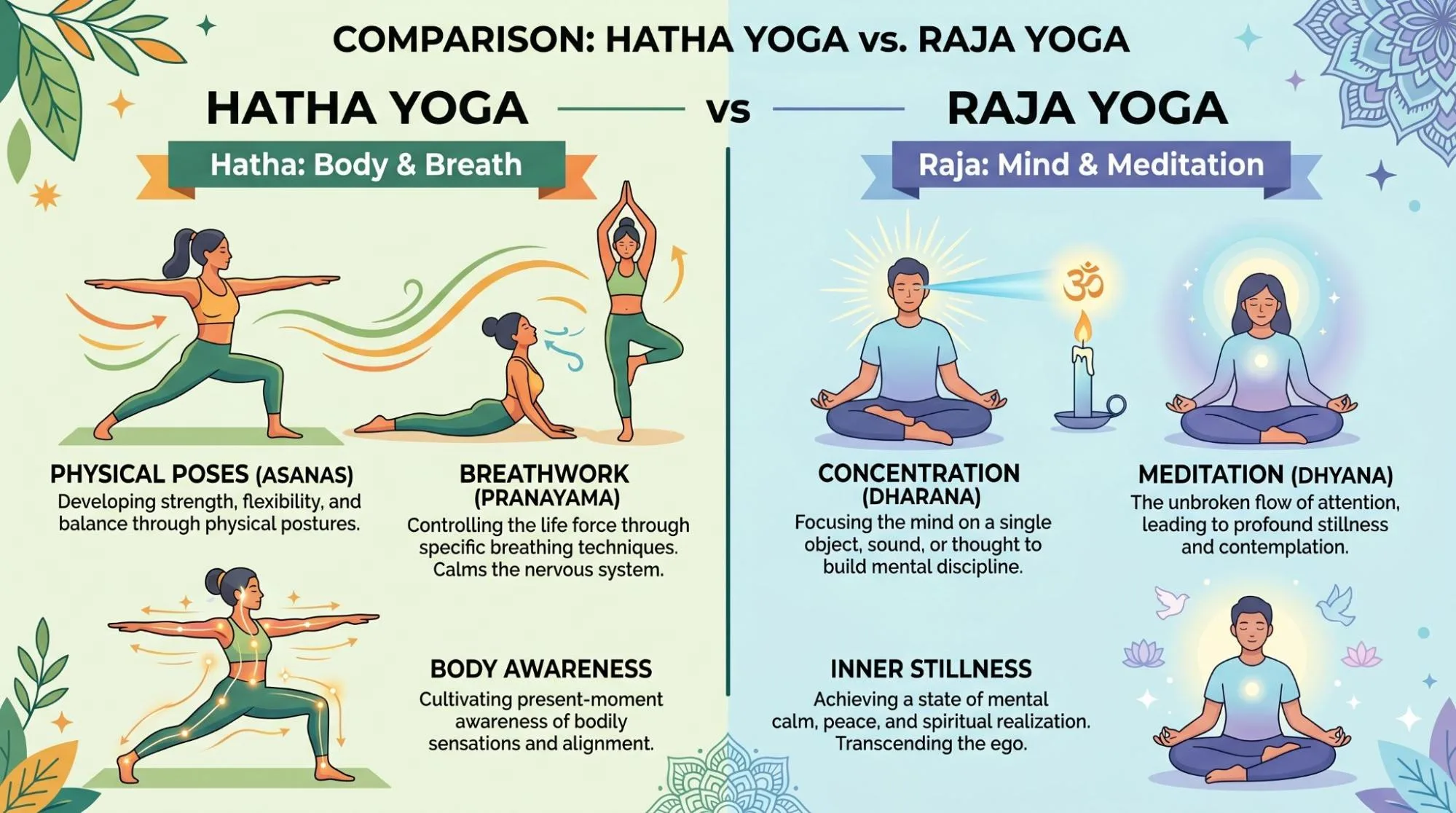 Difference Between Hatha and Raja Yoga: 7 Easy Points