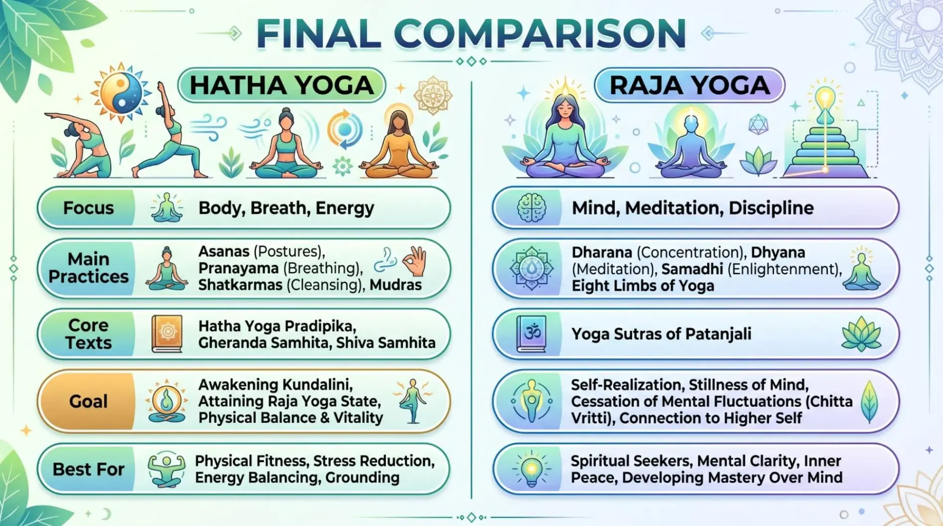 Difference Between Hatha and Raja Yoga: 7 Easy Points