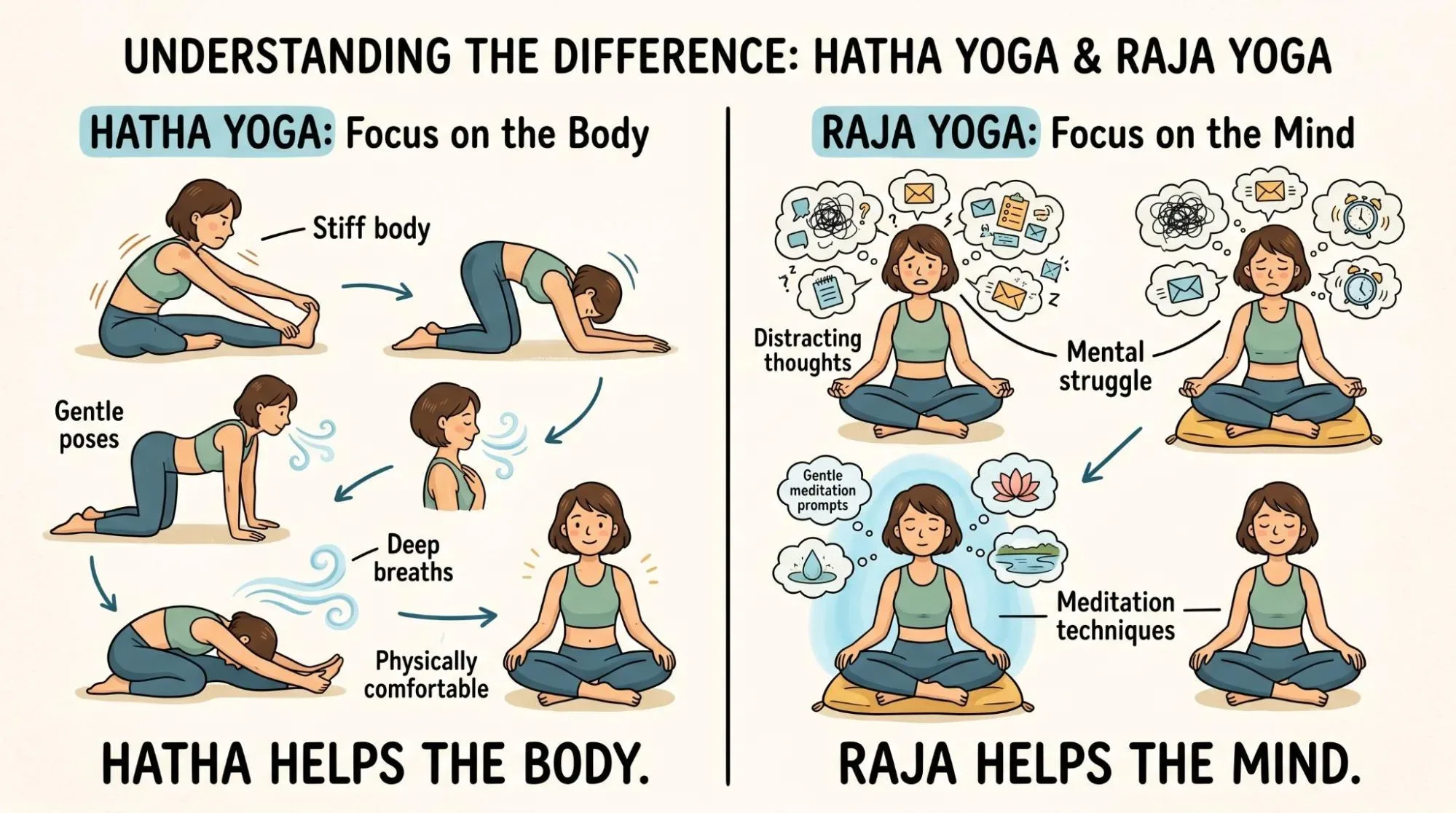 Difference Between Hatha and Raja Yoga: 7 Easy Points