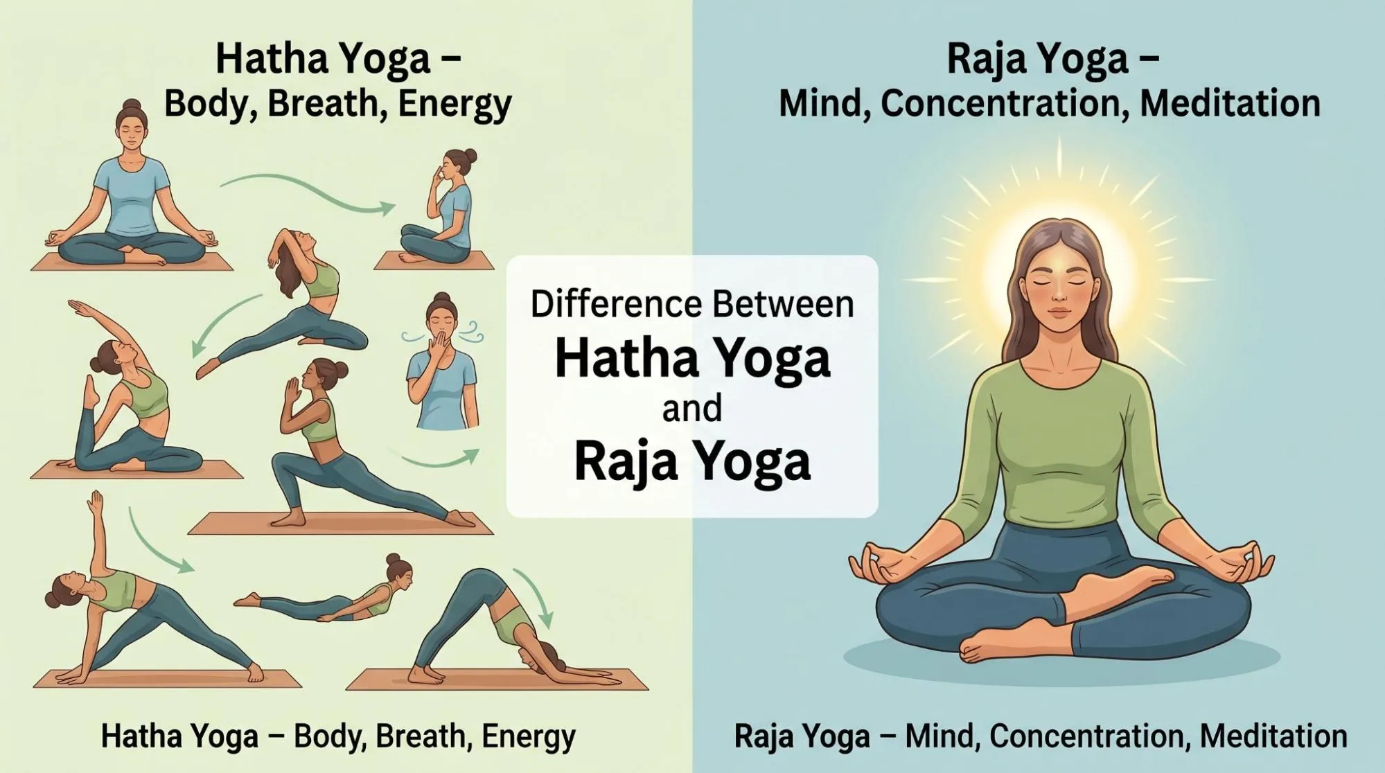 Difference Between Hatha and Raja Yoga: 7 Easy Points